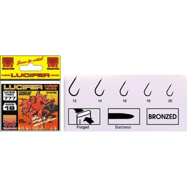 Trabucco Lucifer 777 Bronze 20 Plättchen, Widerhakenloser Haken 10Stk