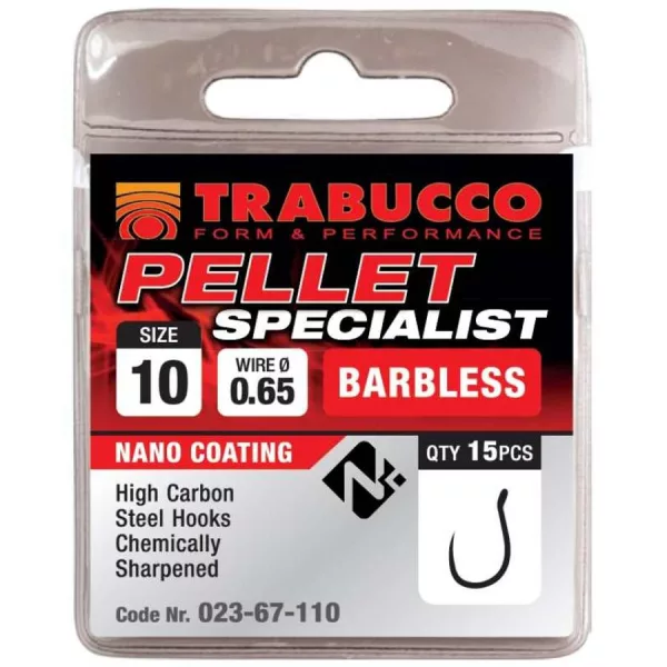 Trabucco Pellet Specialist 10 Öhr, Widerhakenloser Haken 15 Stk.