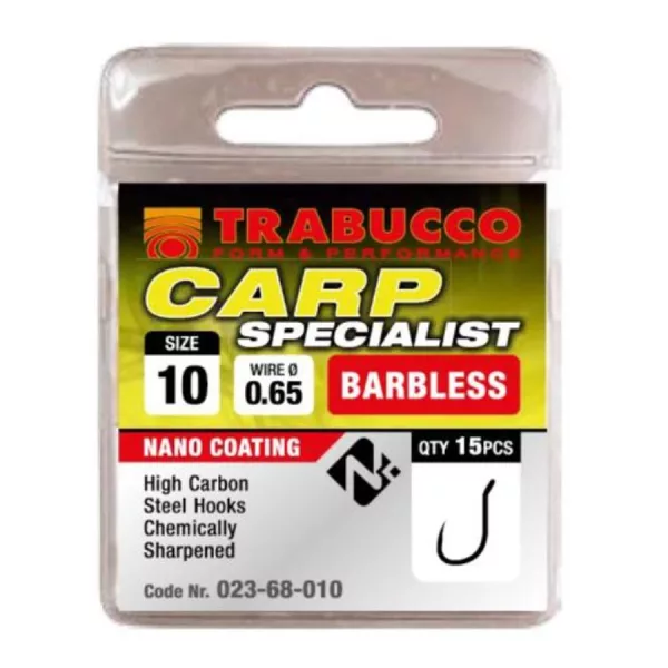 Trabucco Carp Specialist 12 Öhrhaken, Widerhakenloser Haken 15 Stk.