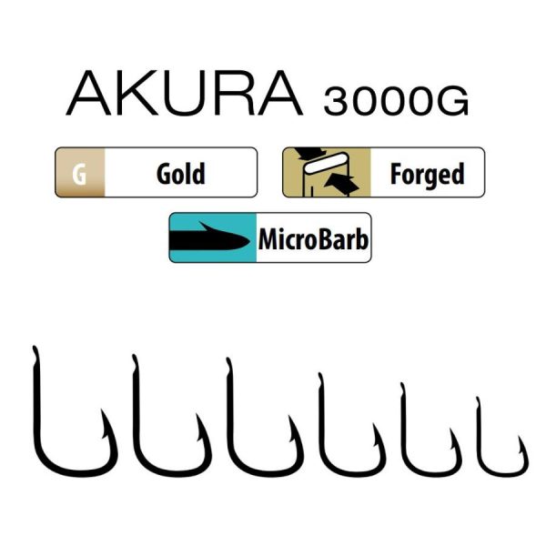 Trabucco Akura 3000G 10 Plättchen, Haken mit Widerhaken 15 Stk.