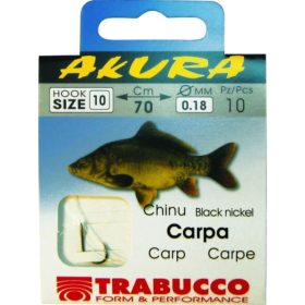   Trabucco Akura Carp 1/0 Plättchen, Widerhaken Monofil vorgebundener Haken 10Stk