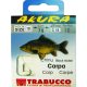 Trabucco Akura Carp 1/0 Plättchen, Widerhaken Monofil vorgebundener Haken 10Stk