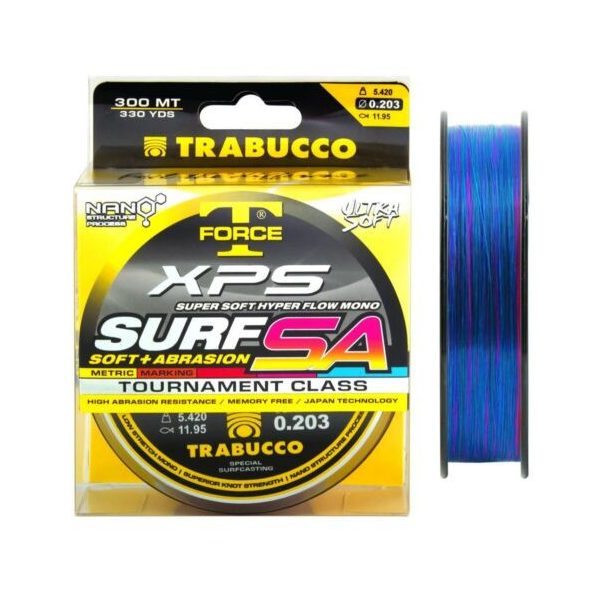Trabucco T-Force XPS Surf Soft+Abrasion Mark System 300m 0,30mm Monofile Hauptschnur
