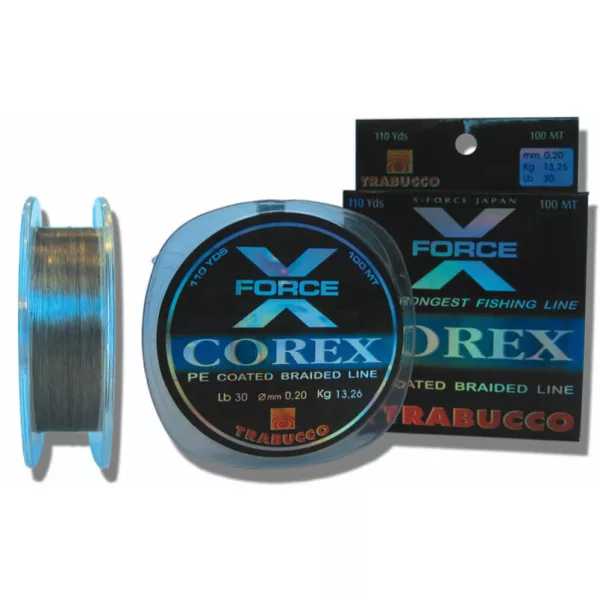 Trabucco X-Force Corex Pe Coated 100m 0,10mm Geflochtene Hauptschnur