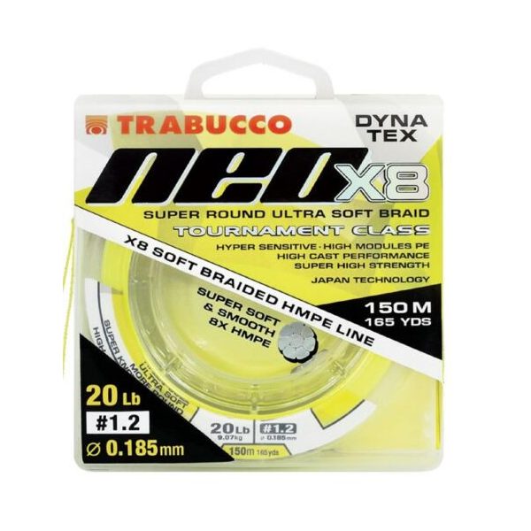 Trabucco Dyna-Tex Neo X8 300m 0,33mm Gelbe geflochtene Hauptschnur