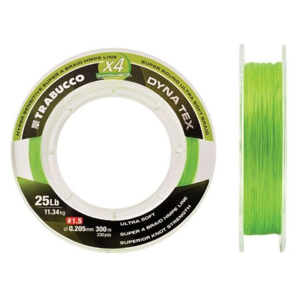 Trabucco Dyna-Tex X4 Power 150m 0,084mm Limettengelb Geflochtene Hauptschnur