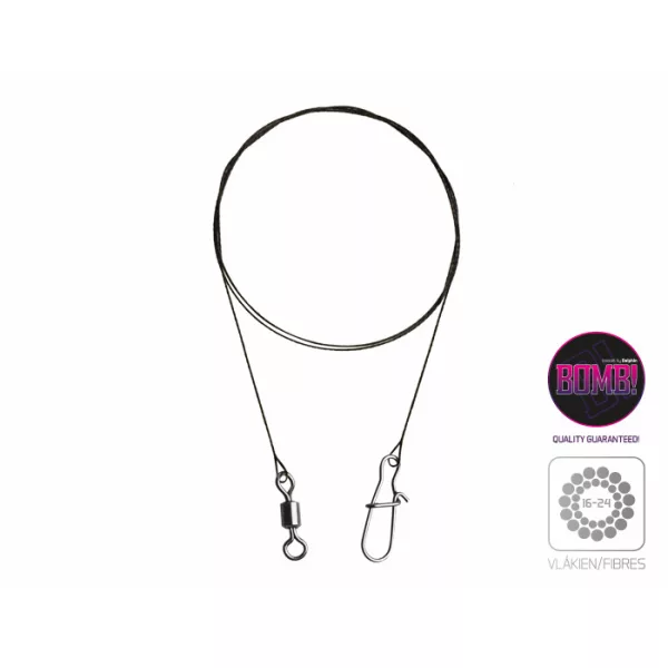 Delphin Wolframdraht BOMB! mit Wirbel und Karabiner Wolfram 15cm