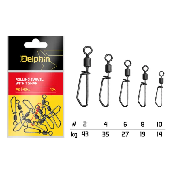 Delphin Rolling Swivel With T Snap - #8 Wirbel 10 Stk.