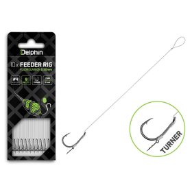   Delphin Fluoro Sting Feeder Rig 8cm Fluorocarbon vorgebundene 8 Turner Haken 10 Stück