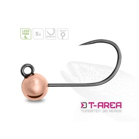   Delphin T-Area BL Tungsten Jig 4,6mm 0,9gr 6 Kupfer Micro Jig Kopf 5Stk.