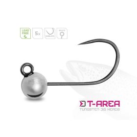   Delphin T-Area BL Tungsten Jig 4,6mm 0,9gr 6 Silberner Micro-Jigkopf 5 Stück