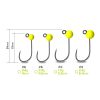 Delphin T-Area BL Tungsten Jig 6,4mm 2,2gr 4 Fluo Gelb Micro Jig Kopf 5Stk