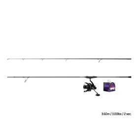   Delphin Karpfenangel-Set CorsaBlack Nero 3,60m mit 2-teiliger Rute, Corzar 8T Rolle und Impulz 0,30mm Schnur