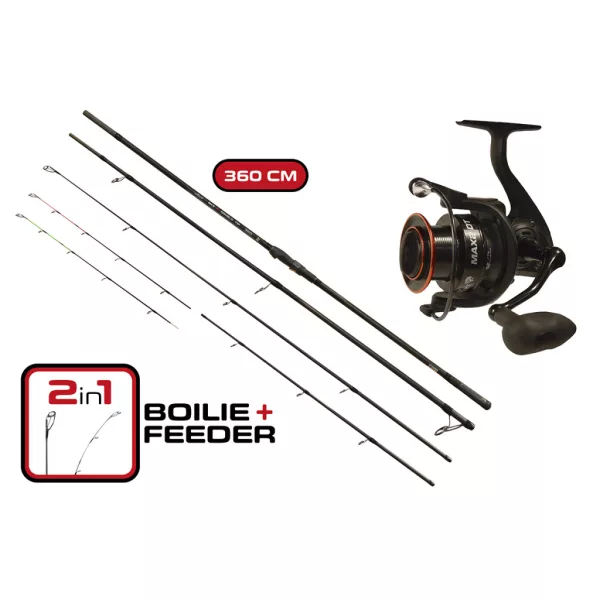 Carp Expert Max2 Double Tip 360cm Angelset mit 6000er Rolle