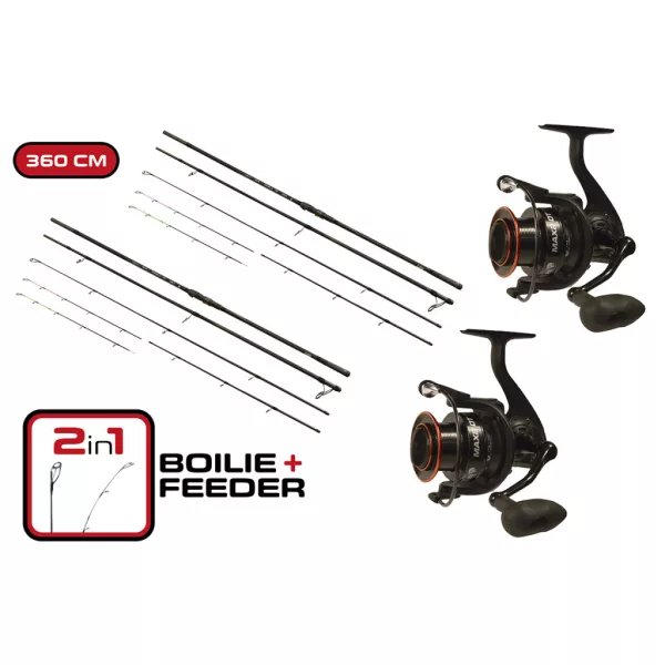 Carp Expert Max2 Double Tip 360cm Angelset (2 Ruten + 2 6000er Rollen)