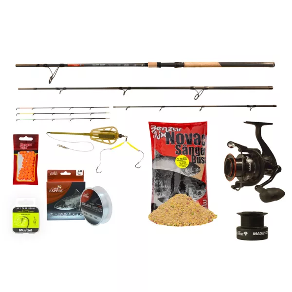 Carp Expert Silver Carp Heavy Feeder Rapid 4,20m Angelset mit Futter und Montage