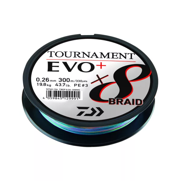 Daiwa Tournament X8 Braid Evo+ Multi-Color 0,16mm 300m Geflochtene Hauptschnur