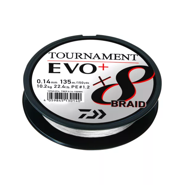 Daiwa Tournament X8 Braid Evo+ Weiß 0,10mm 2700m Geflochtene Hauptschnur