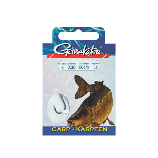 Gamakatsu Carp vorgebunden Schwarz 10 10Stk/Packung Plättchenhaken Widerhaken Boiliehaken