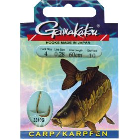   Gamakatsu Carp vorgebunden Gold 6 10Stk/Packung Plättchenhaken Widerhaken Boiliehaken