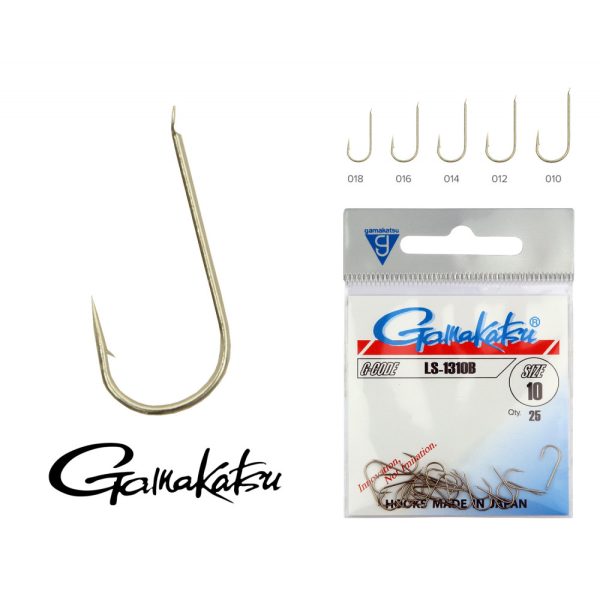 Gamakatsu LS-1310B/010 Bronze 10 25Stück/Packung Feederhaken mit Plättchen und Widerhaken