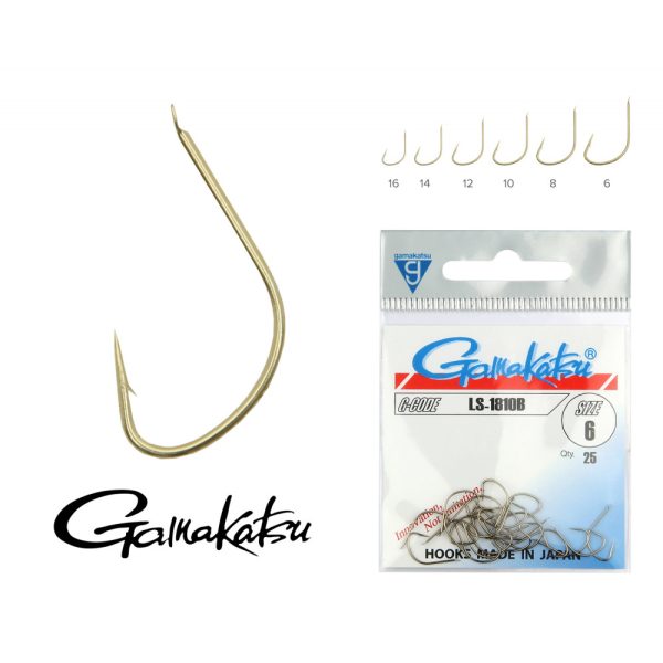 Gamakatsu LS-1810B/008 Bronze 8 25Stück/Packung Feederhaken mit Plättchen und Widerhaken