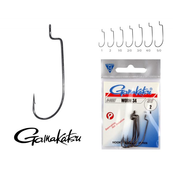 Gamakatsu F-314/014 Schwarz 14 25 Stk./Packung Öhr Widerhaken Raubfischhaken