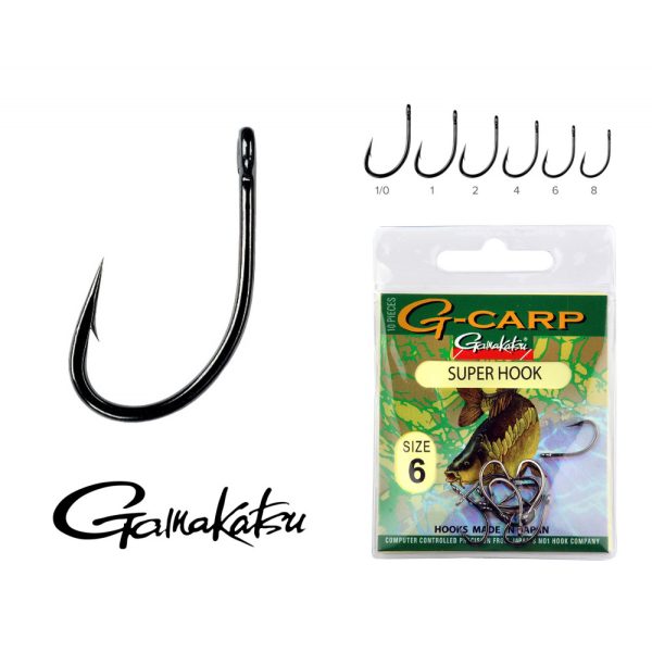 Gamakatsu G-Carp Super Schwarz 1 10Stk./Packung Öhrhaken mit Widerhaken Feederhaken