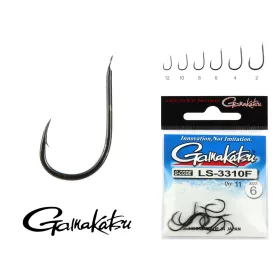   Gamakatsu LS-3310F/002 NL Schwarz 2 11 Stück/Packung Öhrhaken mit Widerhaken Feeder Haken