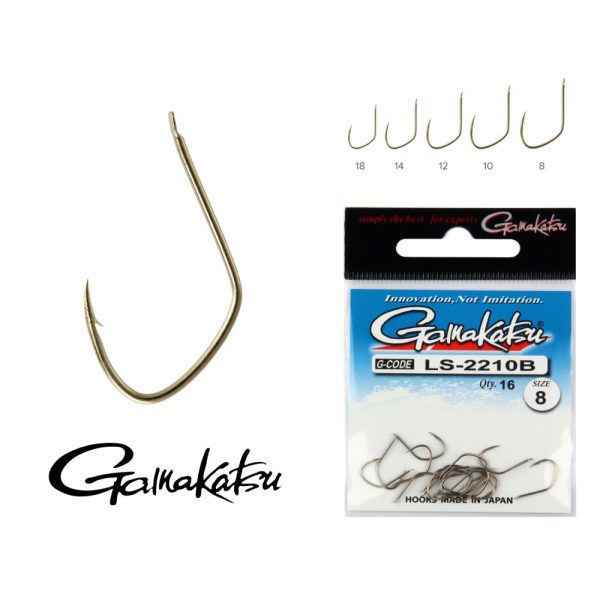 Gamakatsu LS-2210B/008 N/L Bronze 8 16 Stück/Packung Feederhaken mit Plättchen und Widerhaken