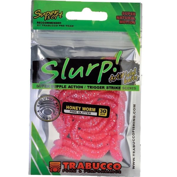 Trabucco Slurp Bait Honey Worm pink Glitter Pink Bienenlarve 30 Stück
