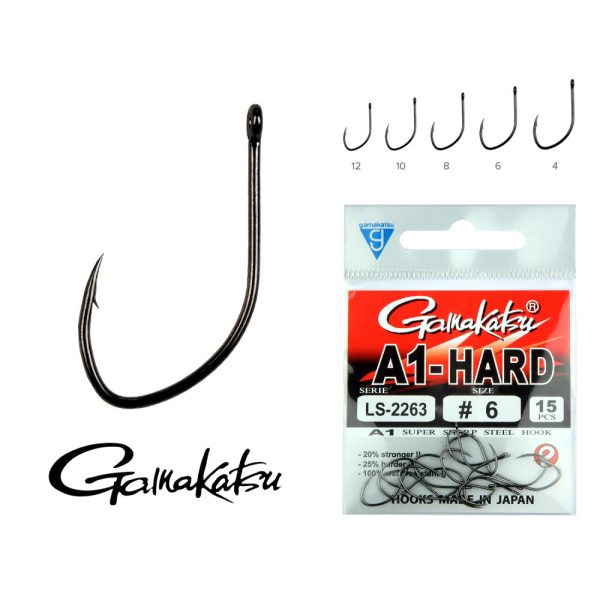 Gamakatsu LS-2260NSB/010 A1 Schwarz 10 15 Stk./Packung Feederhaken mit Plättchen und Widerhaken