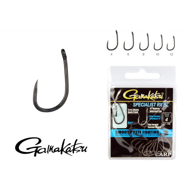 Gamakatsu G-Carp Specialist RX BL Schwarz 10 10Stk/Packung Öhrhaken widerhakenlos Boilie-Haken