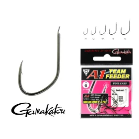   Gamakatsu A1 Team Feeder Fine Carp Schwarz 6 15 Stück/Packung Mit Plättchen und Widerhaken Feederhaken