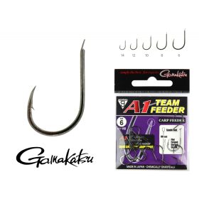   Gamakatsu A1 Team Feeder Carp Feeder Schwarz 10 15 Stück/Packung Mit Plättchen und Widerhaken Feederhaken