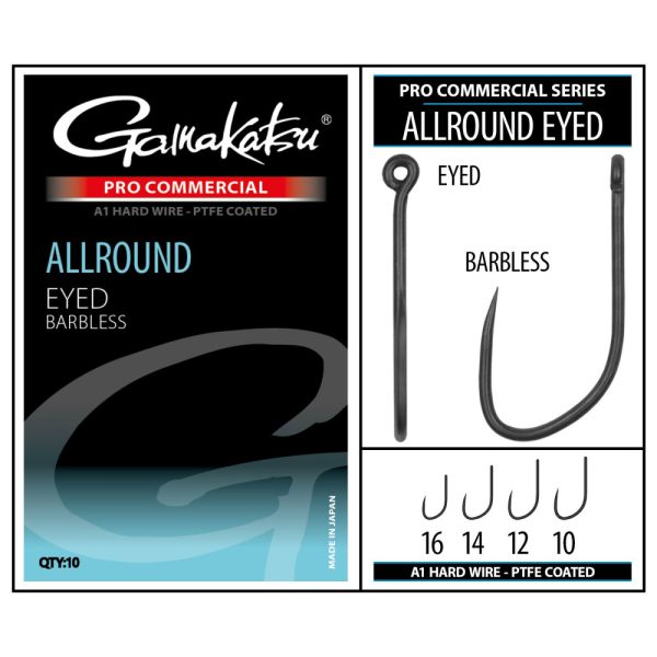 Gamakatsu Coars Pro-C Allround Eyed A1 PTFE BL Haken mit Öse, widerhakenlos #10