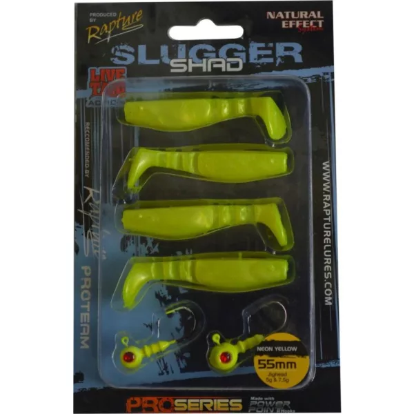 Rapture Slugger Shad Set 5,5cm Neongelb 4+2 Stk. Kunstköder Set