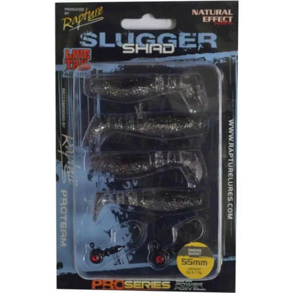 Rapture Slugger Shad Set 5,5cm Smoke Ghost 4+2 Stk. Kunstköder-Set