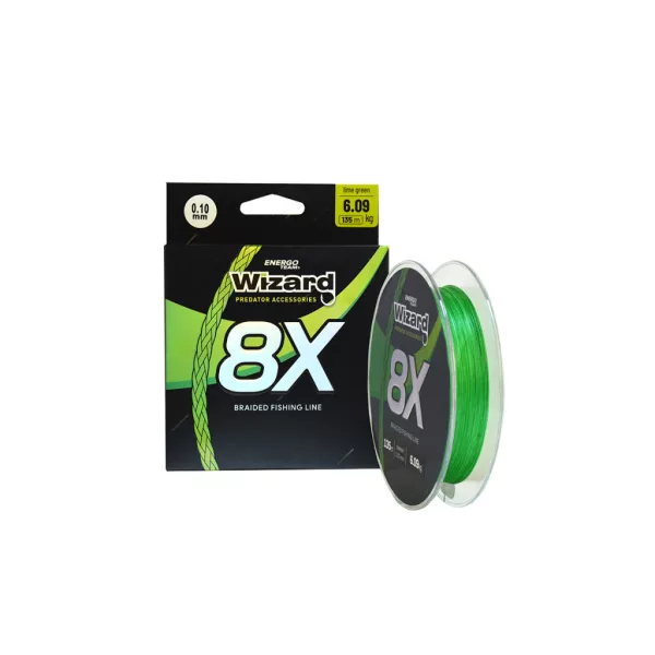 Wizard 8X Lime Green 0,10mm 135m Geflochtene Schnur