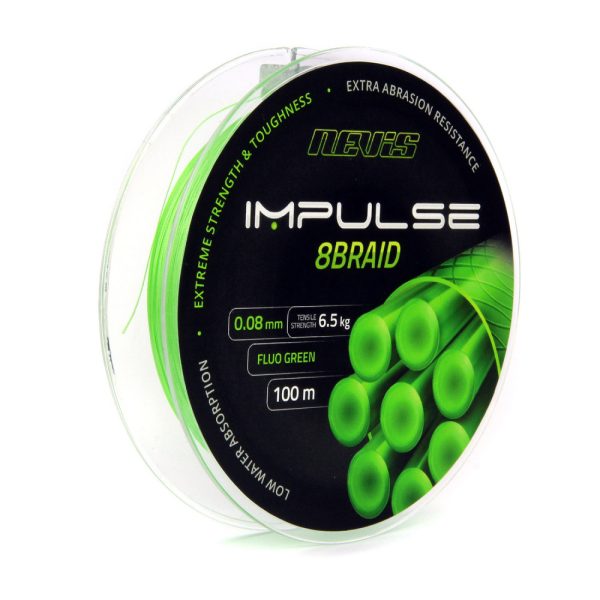 Nevis Impulse 8Braid 100m 0.08mm Geflochtene Hauptschnur-Fluorgrün