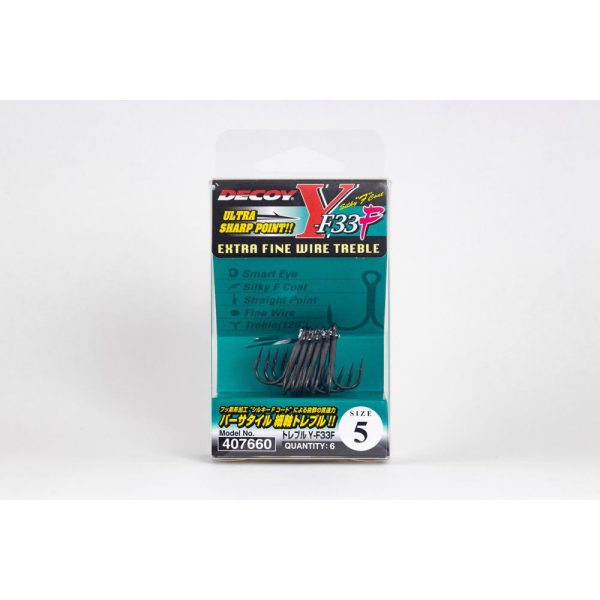 Decoy Y-F33F Extra Fine Wire #1 Ösen-Drillingshaken mit Widerhaken 4 Stk.