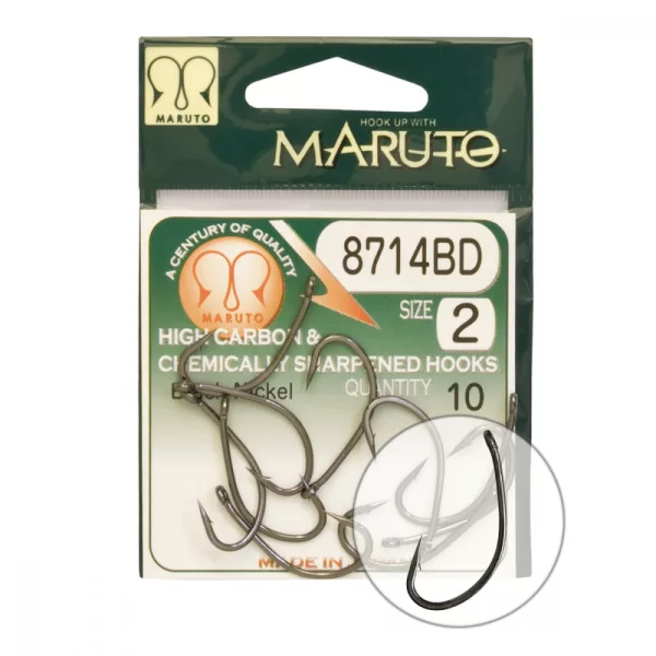 Maruto Haken 8714Bd Carp Hooks Hc T.D.E.5° Barbed Forged Black Nickel 2