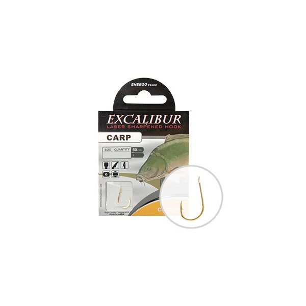 Excalibur Gebundener Haken Carp Classic, Gold Nr.8