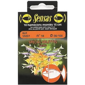   Sensas Spezial Ukelei 15cm 0,08mm 22 Monofil Vorgebundener Haken 10 Stk.