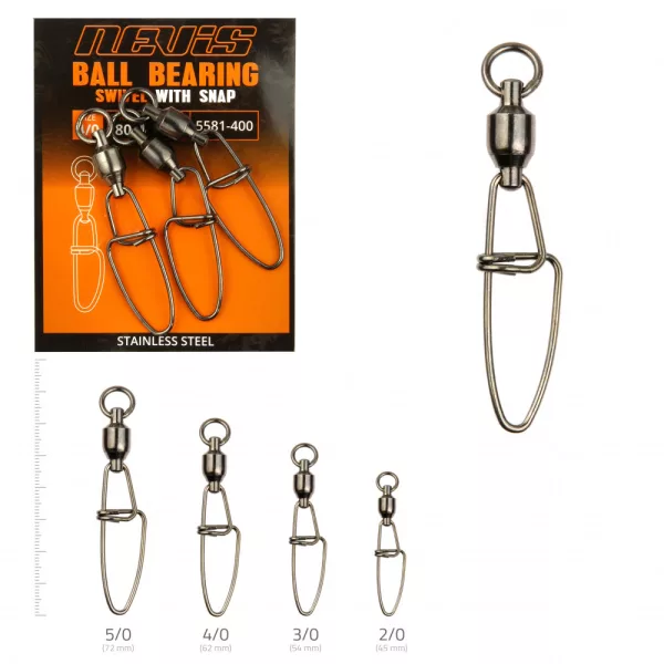 Nevis Kugellagerwirbel mit Karabiner 2/0 4 Stk.