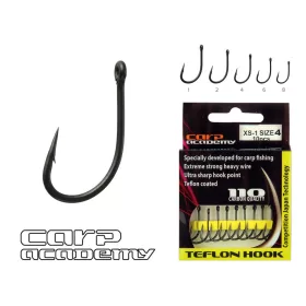  Carp Academy Teflon Hook XS-1 Schwarz 2 10Stk./Packung Geöster Haken mit Widerhaken Boilie-Haken
