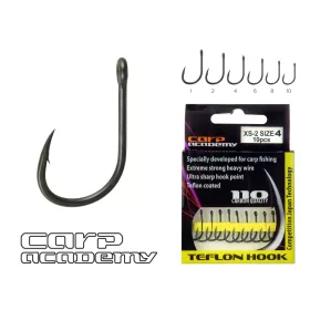   Carp Academy Teflon Hook XS-2 Schwarz 1 10Stk./Packung Geöster Haken mit Widerhaken Boilie-Haken