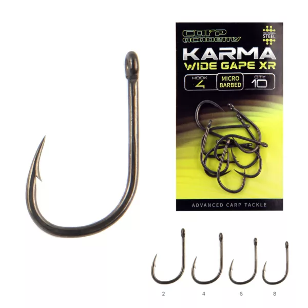 Carp Academy Karma Wide Gape XR 4 Ösenhaken, mit Widerhaken 10Stk