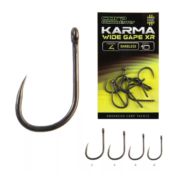 Carp Academy Karma Wide Gape XR 2 Ösenhaken, ohne Widerhaken 10Stk