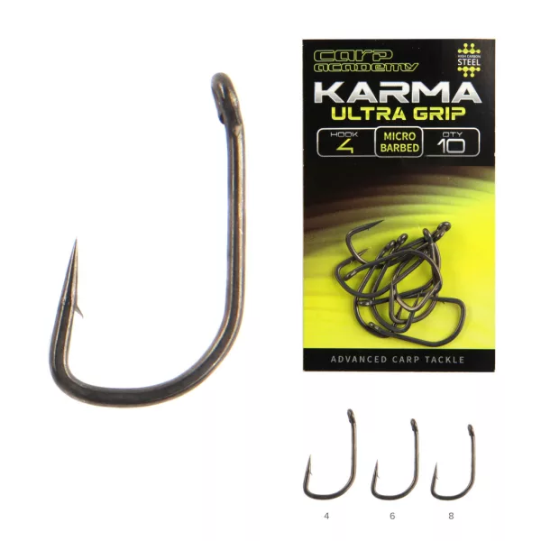Carp Academy Karma Ultra Grip 8 Ösenhaken, mit Widerhaken 10Stk